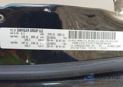 2012 Dodge Grand Caravan Crew z USA, uszkodzony, nr VIN 2C4RDGDG4CR109924